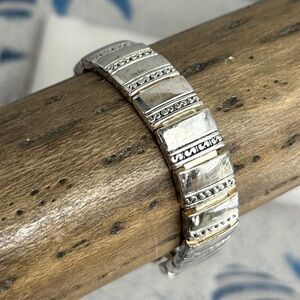 Vintage Silver Plated Bar Bracelet Toggle Closure Adjustable